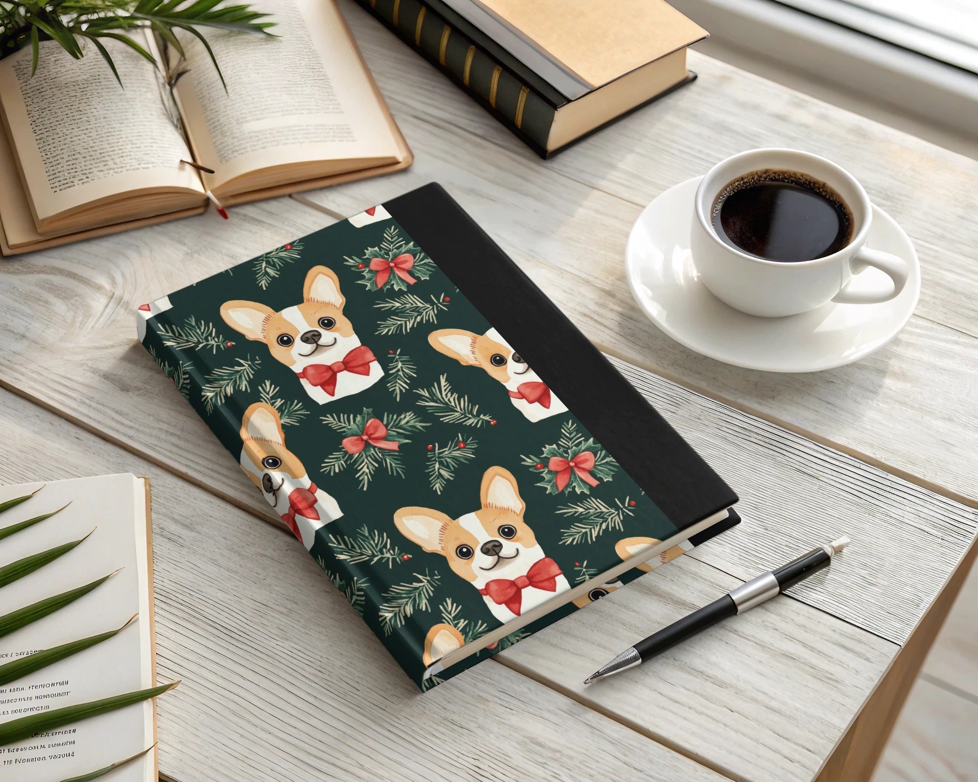 Corgi Dog Christmas Digital Paper, Cute Puppy Pattern, Holiday Green Background, Winter Pet Design, Festive Digital Download