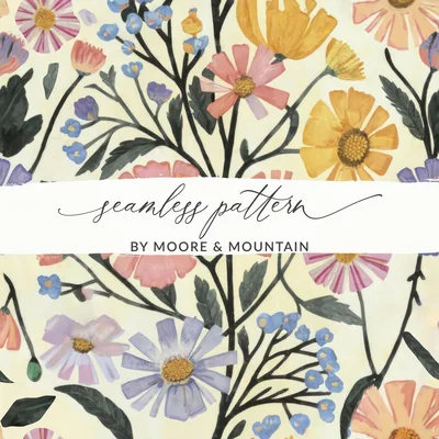 Cottageceore Seamless Floral Pattern Yellow Spring Flower Seamless Pattern