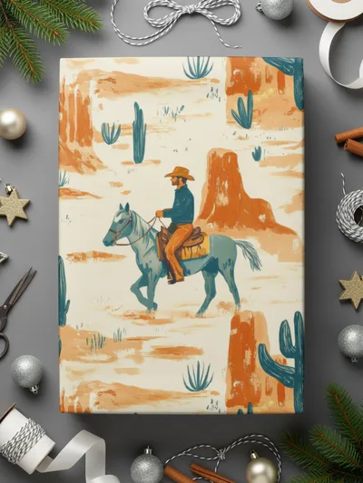 Cowboy Digital Paper, Western Seamless Pattern, Cactus Digital Download, Desert Repeat Pattern, Wild West Design, Digital Paper Pack