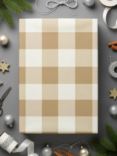 Creamy Beige Buffalo Check Seamless Pattern Commercial Use, Gingham Seamless, Checkered High Resolution Digital Paper