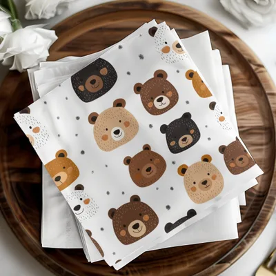 Cute Bear Faces Digital Paper, Seamless Bear Pattern, Nursery Decor Background, Animal Pattern Digital, Scrapbooking Paper, Digital Download