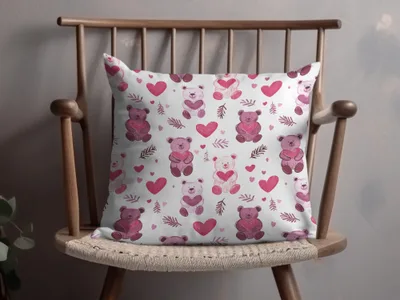 Cute Bear Hearts Seamless Pattern Sweet Love Digital