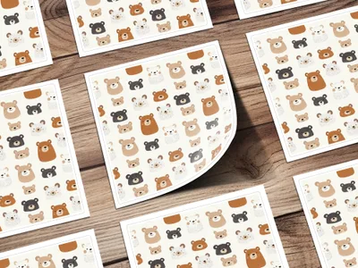 Cute Bear Seamless Pattern Digital Paper, Nursery Animal Pattern, Kids Fabric Design, 12x12 JPEG Files, Repeating Pattern Digital