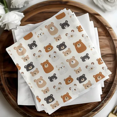 Cute Bear Seamless Pattern Digital Paper, Nursery Animal Pattern, Kids Fabric Design, 12x12 JPEG Files, Repeating Pattern Digital