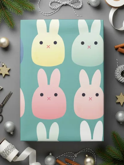 Cute Bunny Seamless Pattern Digital Paper, Pastel Rabbit Repeat Pattern File Download, Kawaii Bunny Fabric Design, Kid Room Digital Design