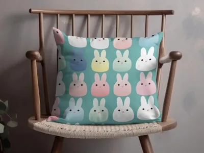 Cute Bunny Seamless Pattern Digital Paper, Pastel Rabbit Repeat Pattern File Download, Kawaii Bunny Fabric Design, Kid Room Digital Design