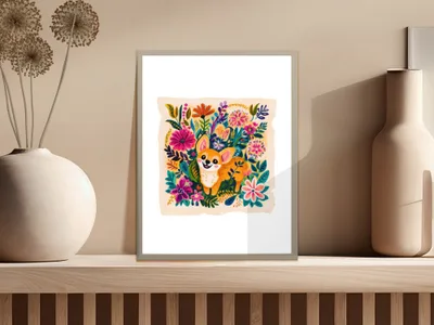 Cute Chihuahua SVG Digital Download, Whimsical Floral Dog Art File, Pet Lover Gift, Vibrant Flower Illustration Digital SVG