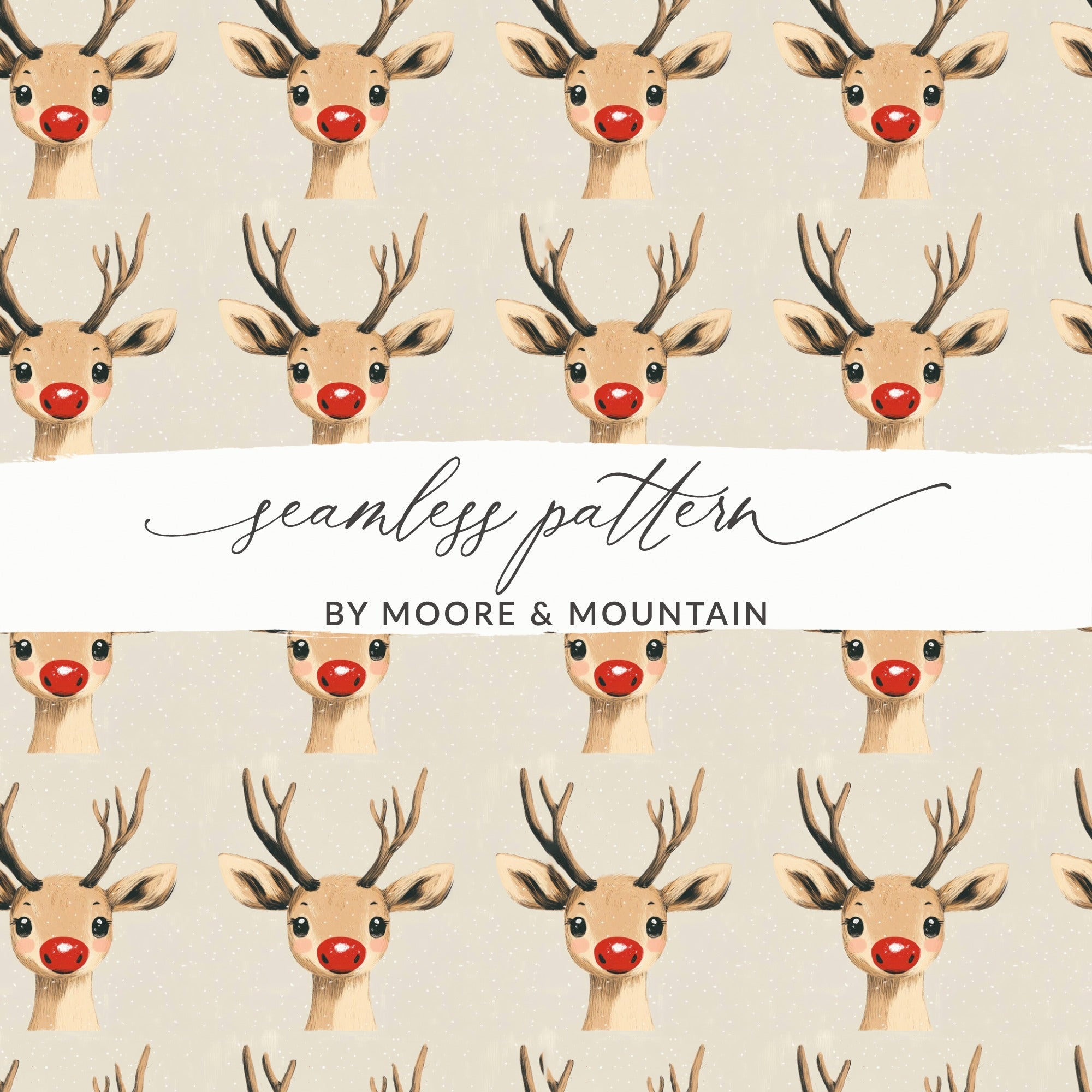 Cute Christmas Reindeer Seamless Pattern for Holiday Rudolph Seamless Background