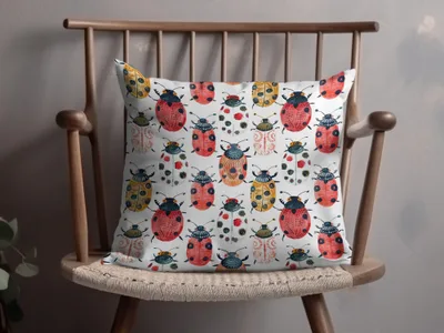Cute Colorful Beetle and Ladybug Pattern Digital Download |Seamless Bugs Pattern JPEG