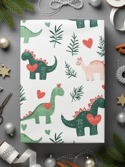 Cute Dinosaur Digital Paper, Seamless Pattern for Fabric, Nursery Decor, Dino Print, Love Heart Theme, Scalable Digital Files