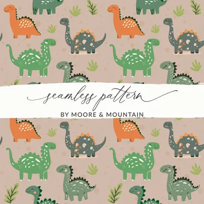 Cute Dinosaur Digital Pattern, Seamless Dino Background, Scrapbook Paper, Fabric Design, Kids Room Decor, Nursery Art, Digital Download