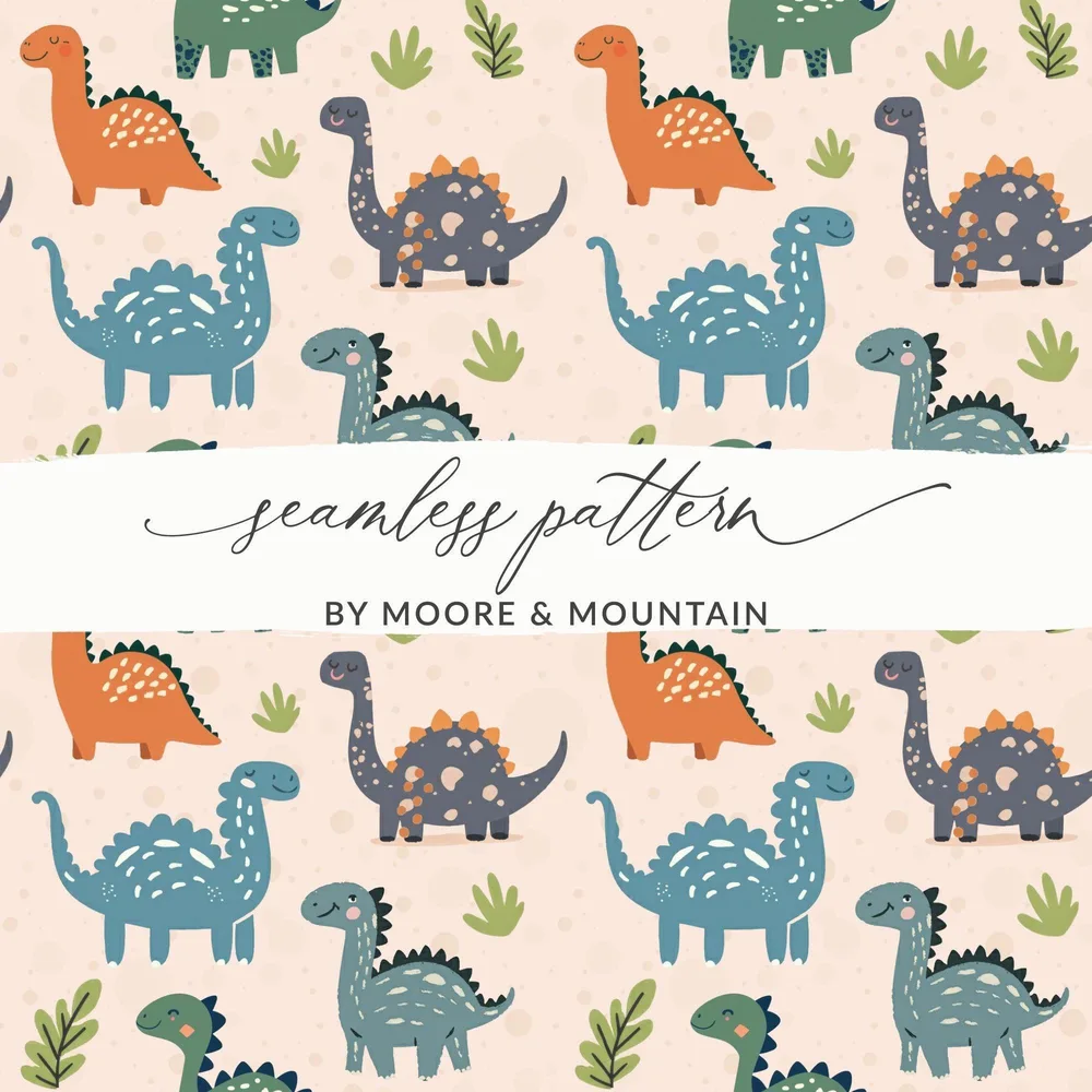 Cute Dinosaur Seamless Pattern Digital Paper, Dino Digital Download, Reptile Background, Kids Room, Nursery Decor, Scrapbooking