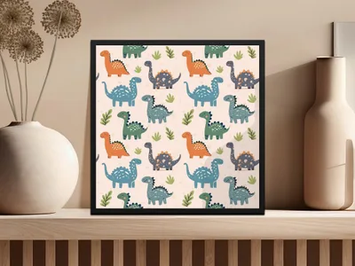 Cute Dinosaur Seamless Pattern Digital Paper, Dino Digital Download, Reptile Background, Kids Room, Nursery Decor, Scrapbooking