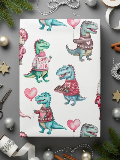 Cute Dinosaur Valentine's Day Digital Seamless Pattern, Kawaii Dino Hearts Fabric, Digital Paper Download, Valentines Day Digital, Two