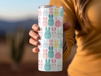 Cute Easter Bunny Seamless Pattern Digital Paper, Pastel Rabbit Repeat Design, Kawaii Spring Animal Printable, 12x12 Inch JPEGs Digital