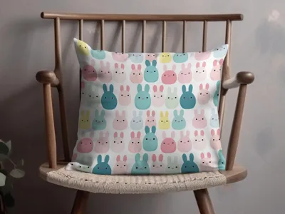 Cute Easter Bunny Seamless Pattern Digital Paper, Pastel Rabbit Repeat Design, Kawaii Spring Animal Printable, 12x12 Inch JPEGs Digital