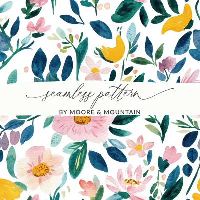 Cute Light Pink Daisy Floral Field Pattern JPEG Seamless Spring Watercolor Flower Background