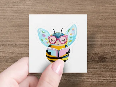 Cute Reading Bee Digital Art | Book Lover Watercolor Illustration | Bookish Bee PNG for Teachers & Readers | Whimsical Nature Design