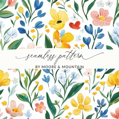 Cutesy Watercolor Floral Pattern Ditsy Summery Floral Background Spring Painted Easter Floral
