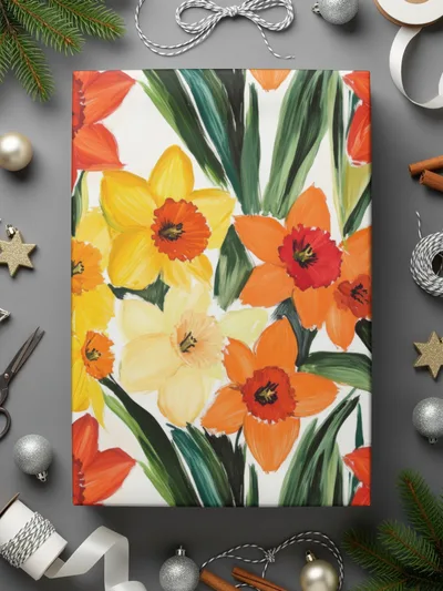 Daffodil Seamless Pattern Digital Paper, Floral Repeat Pattern, Spring Flower Pattern, Watercolor Texture, JPEG Files for Fabric Design