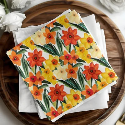 Daffodil Seamless Pattern Digital Paper, Floral Repeat Pattern, Spring Flower Pattern, Watercolor Texture, JPEG Files for Fabric Design