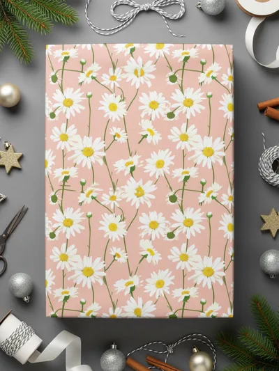 Daisy Digital Paper, Floral Seamless Pattern, Pink Background, Fabric Design, Scrapbooking Paper, Digital Download, 2 JPEG files