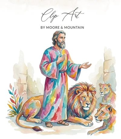 Daniel in the Lions Den Watercolor Digital Print | Christian Bible Story Art for Faith Home Decor | Inspirational Religious Gift