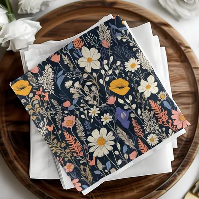 Dark Black Colorful Floral Pattern Spring Summer Boho Watercolor Digital