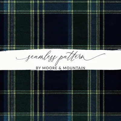Dark Blue And Green Seamless Tartan Pattern Digital