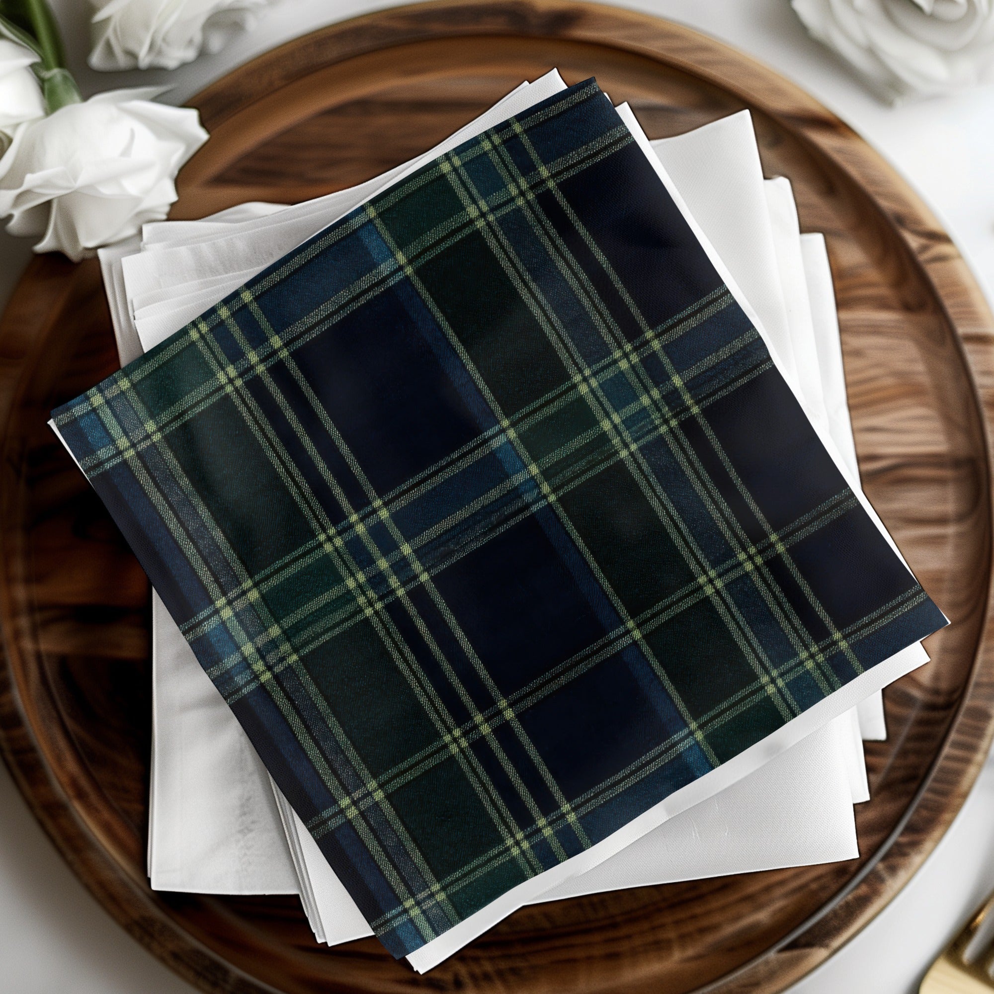 Dark Blue And Green Seamless Tartan Pattern Digital