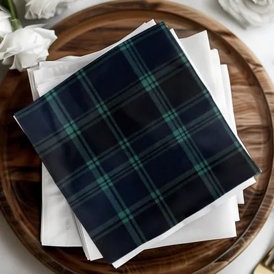 Dark Blue and Teal Plaid Stylish Scottish Tartan Background