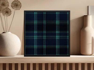 Dark Blue and Teal Plaid Stylish Scottish Tartan Background