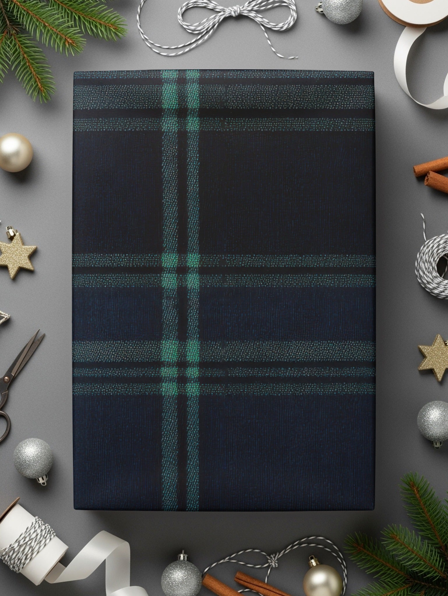 Dark Blue and Teal Plaid Stylish Scottish Tartan Background