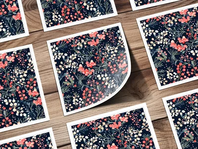 Dark Christmas Ditsy Floral Seamless Pattern for Commercial Use