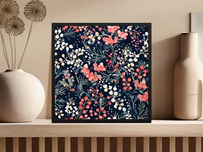 Dark Christmas Ditsy Floral Seamless Pattern for Commercial Use