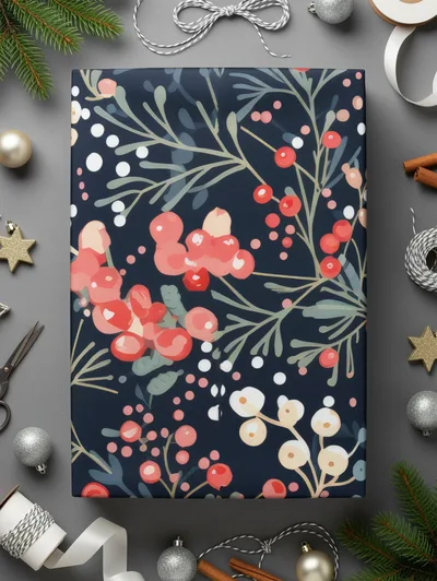 Dark Christmas Ditsy Floral Seamless Pattern for Commercial Use