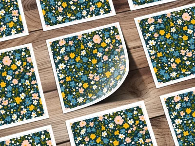 Dark Ditsy Floral Seamless Pattern with Flowers Digital