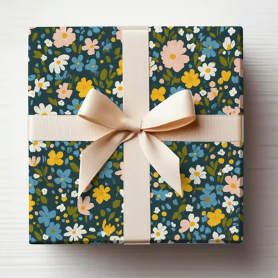 Dark Ditsy Floral Seamless Pattern with Flowers Digital