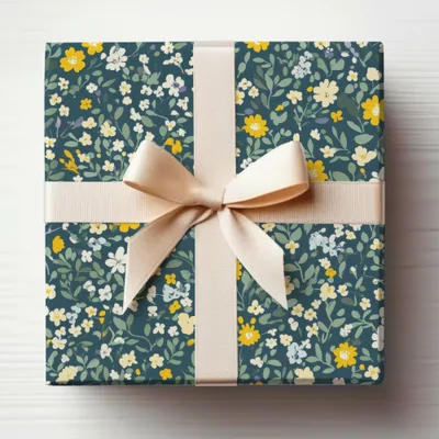 Dark Floral Ditsy Floral with Yellow Blossoms Digital