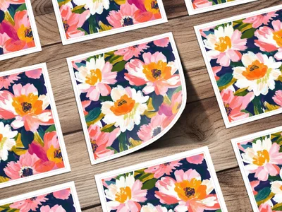 Dark Floral Peony Seamless Pattern Bold Brushstrokes Acrylic Painted Peony Pattern