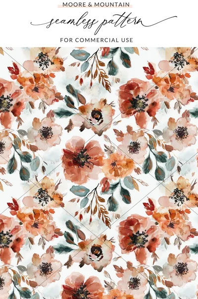 Dark Modern Fall Seamless Pattern, Seamless Allover Pattern Download, Rust Colored, Brown, For Commercial Use, Sublimation Design Digital