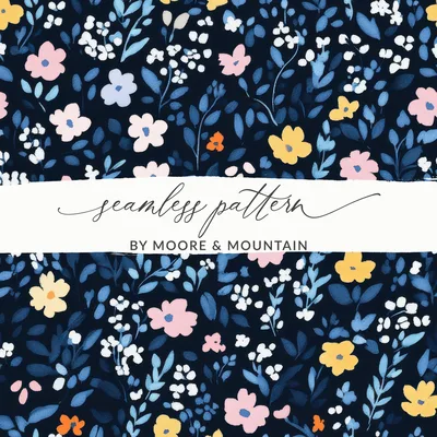 Dark Moody Small Floral Pattern for Your Projects Digital