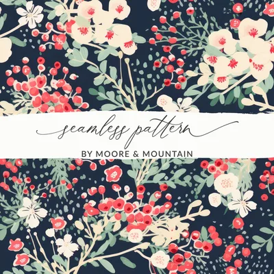Dark Navy Blue Preppy Christmas Seamless Pattern for Commercial Use