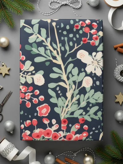 Dark Navy Blue Preppy Christmas Seamless Pattern for Commercial Use