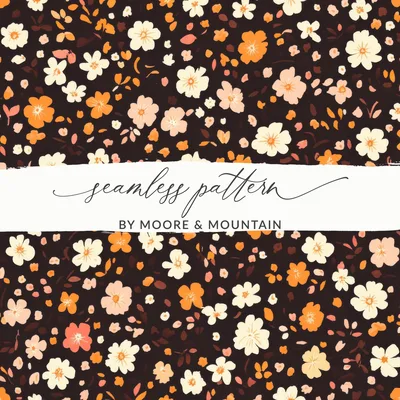 Dark Spring Ditsy Floral Seamless Pattern for Design Digital