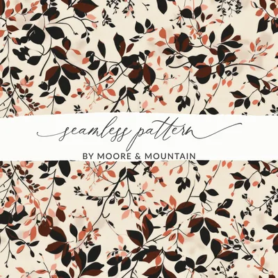 Dark Watercolor Wildflowers Pattern Black Brown Seamless Digital