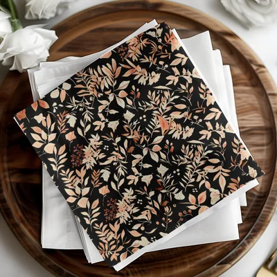 Dark Watercolor Wildflowers Pattern Blush on Black Digital