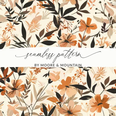 Dark Watercolor Wildflowers Pattern Boho Seamless Wildflower