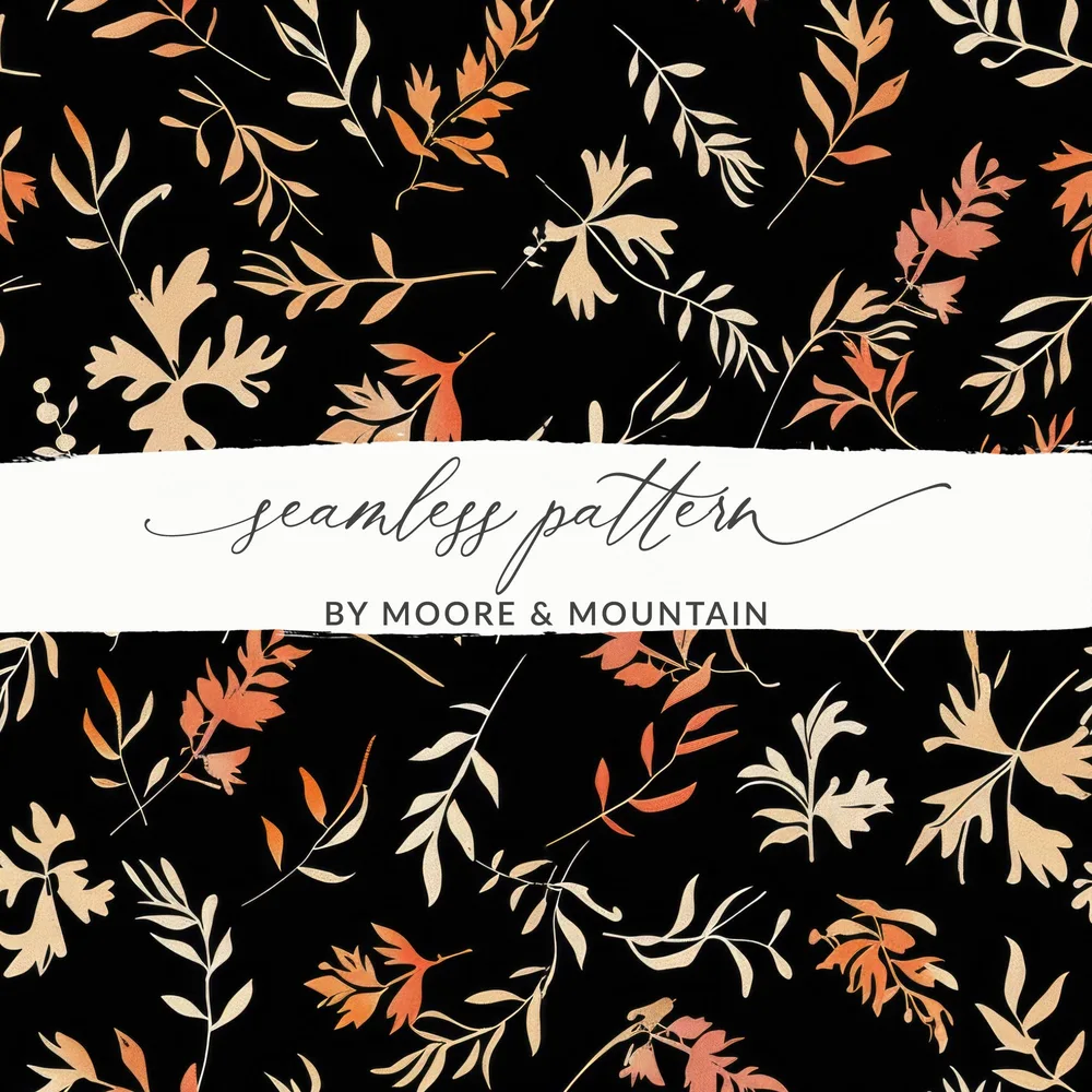 Dark Watercolor Wildflowers Pattern Boho Seamless Wildflower