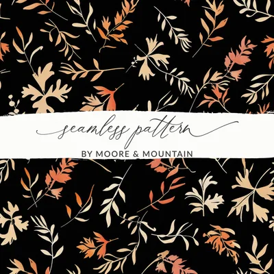 Dark Watercolor Wildflowers Pattern Boho Seamless Wildflower